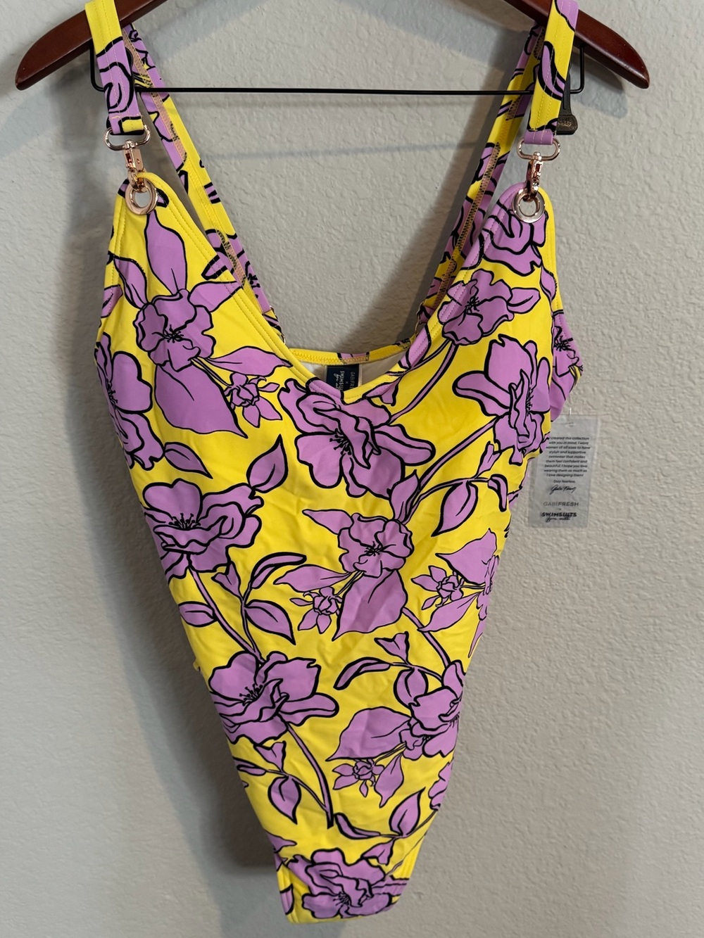NWT Gabifresh x Swimsuits for All Yellow Floral Swimsuit Plus Size 18 E/F